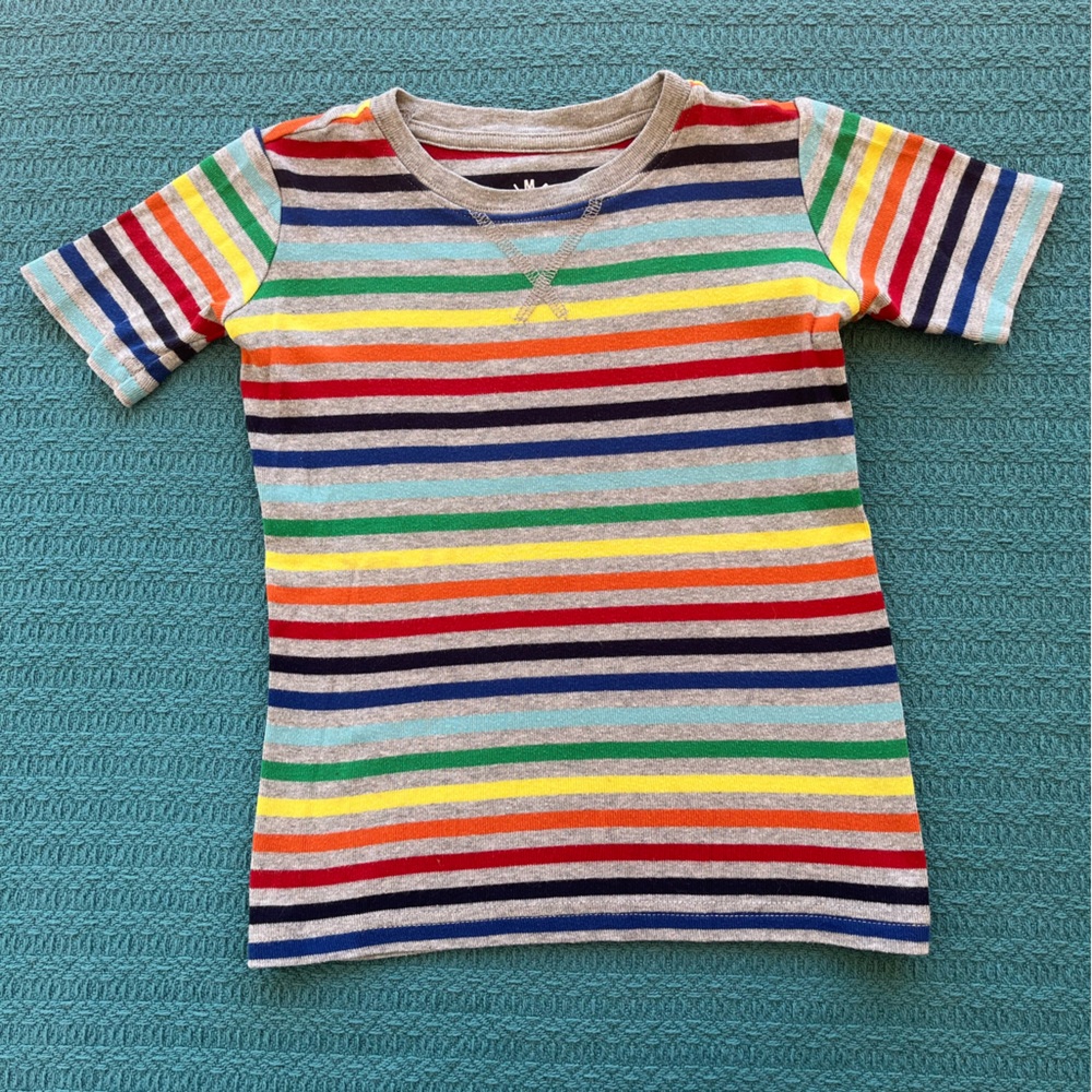 Primary Organic Short Sleeve PJ Shirt in Rainbow Heather Gray, Size 4-5, VGUC
